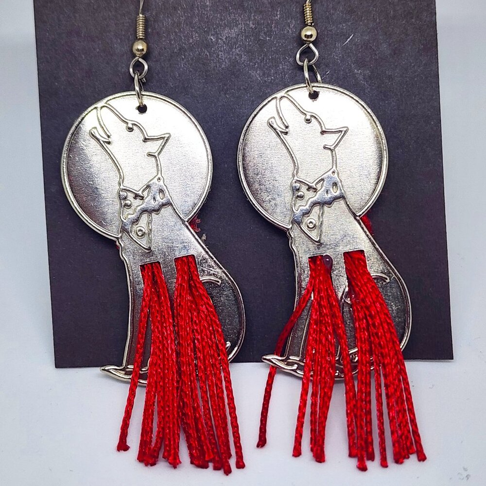 Coyote Moon Concho Red Western Cowgirl Handmade Dangle Pierced Earrings